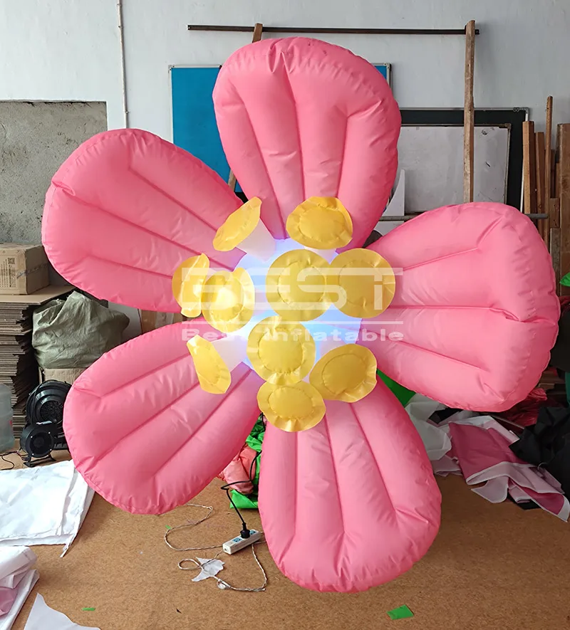 

Newest design Alice Wonderland Theme Park inflatable ground balloon inflatable pink Flowers in clusters model decorative party