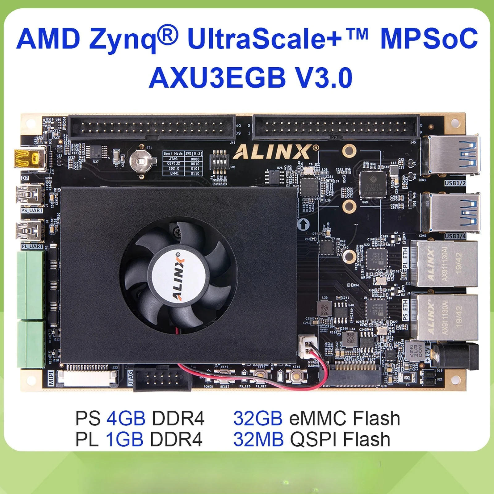 AXU3EGB V3.0 ZU3EG FPGA Development Board AI Vitis-AI DPU for Advanced Edge Computing