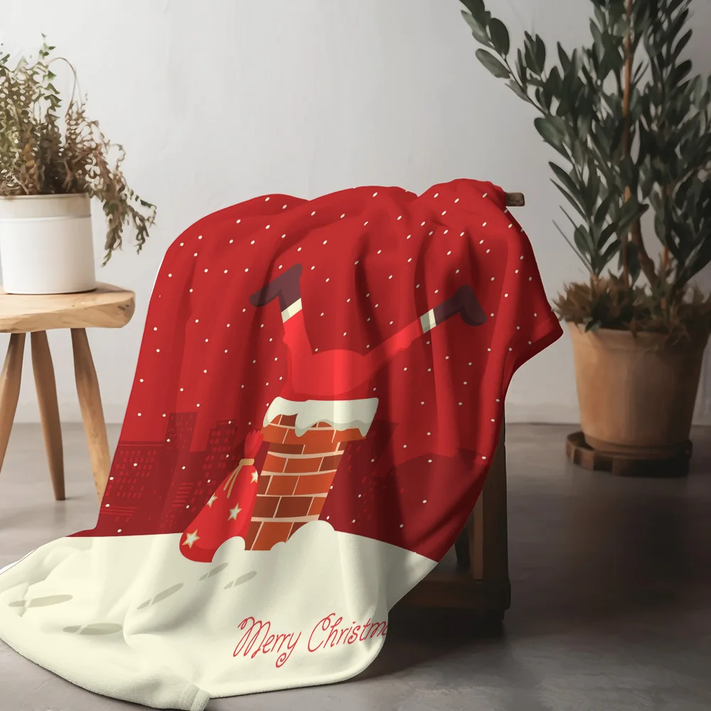 TU Cozy Christmas Throw Blanket Soft Flannel Festive Holiday Decor Reversible Reindeer Snowman Gift Farmhouse Winter Warm Plush
