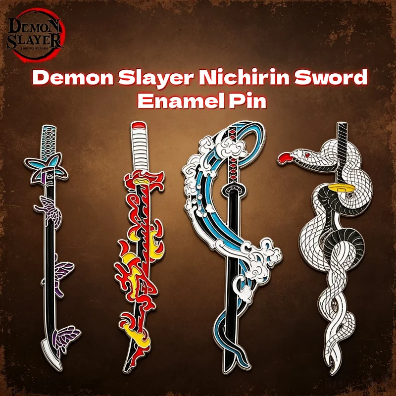 Demon Slayer Hashira Nichirin Sword Enamel Pins Giyu Water Rengoku Fire Shinobu Butterfly Obanai Snake, Great Jacket Lapel Pins view 3