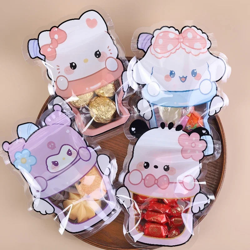 sanrio cute ziplock bag kuromi cinnamoroll cartoon snack candy sealed gift bag daily use anime 10pcs Christmas girl 13*17CM