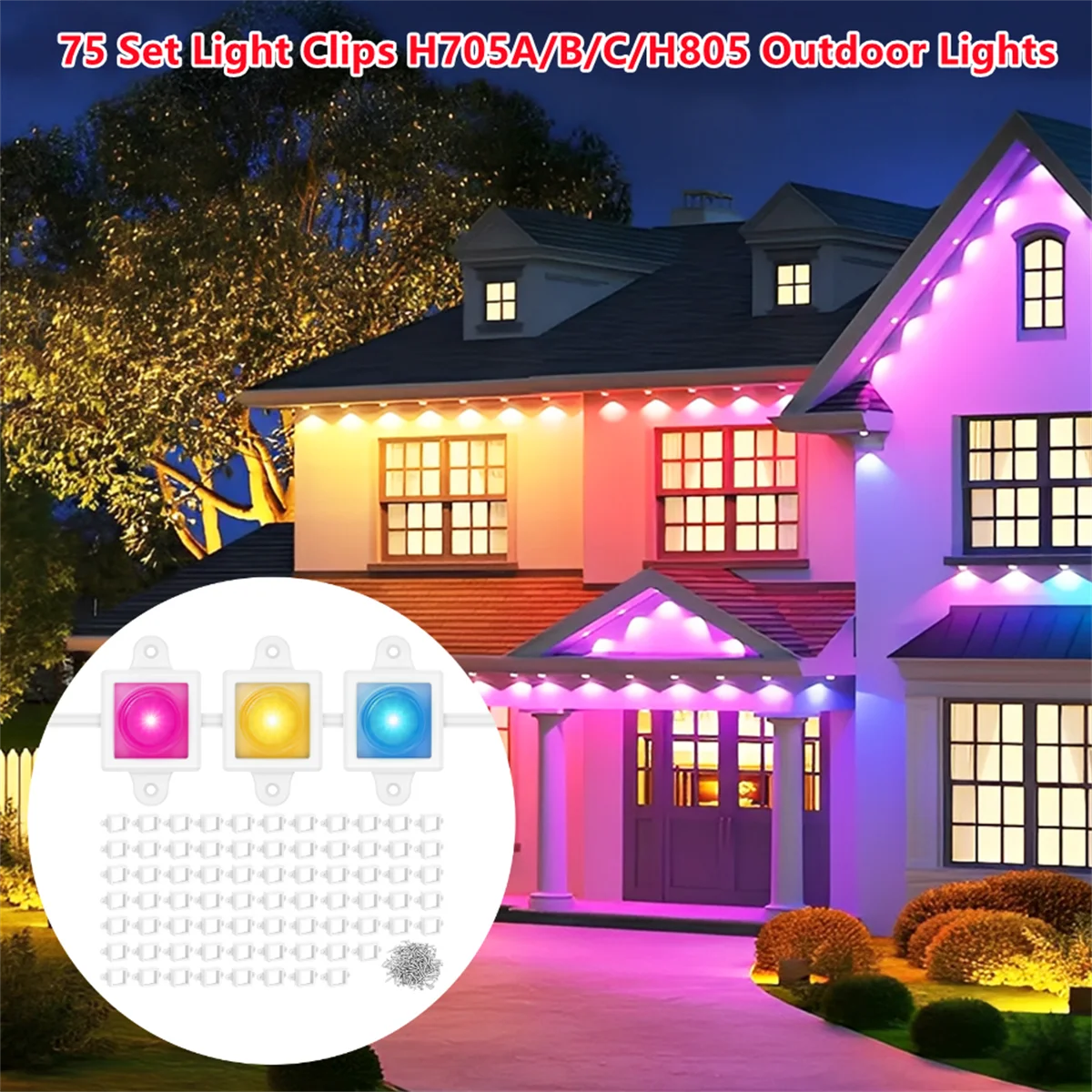 

75 шт. монтажный зажим для наружного освещения для H705A/B/C/H805, пластиковый светодиодный светильник, безопасный кронштейн с винтом для установки на открытом воздухе