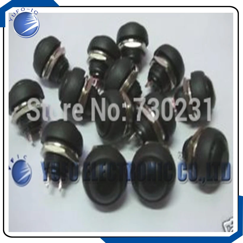 무료 배송 1개 묶음 12개, 블랙 순간적(ON) 오프 푸시 버튼 경적 스위치, 33BK