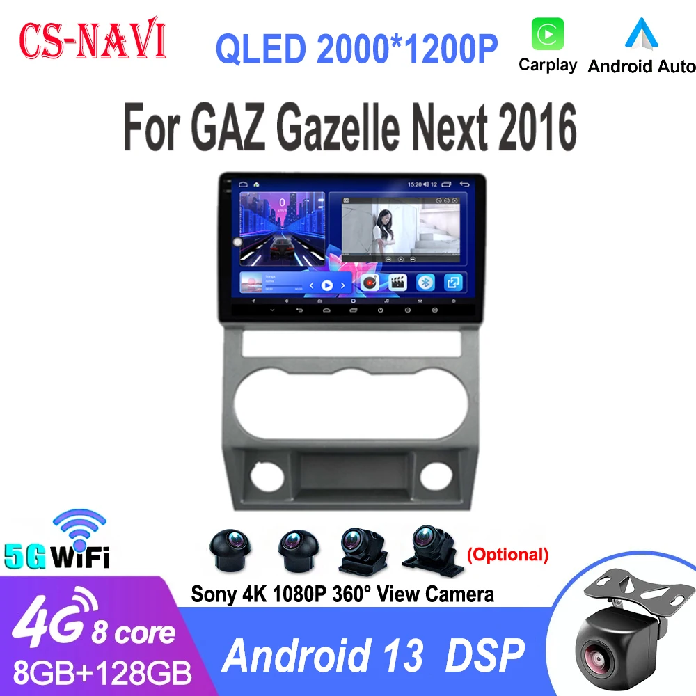 

Car Radio Android 13 For GAZ Gazelle Next 2016 Multimedia Video Player 2 Din Navigation GPS Carplay Autoradio Stereo WIFI 4G BT