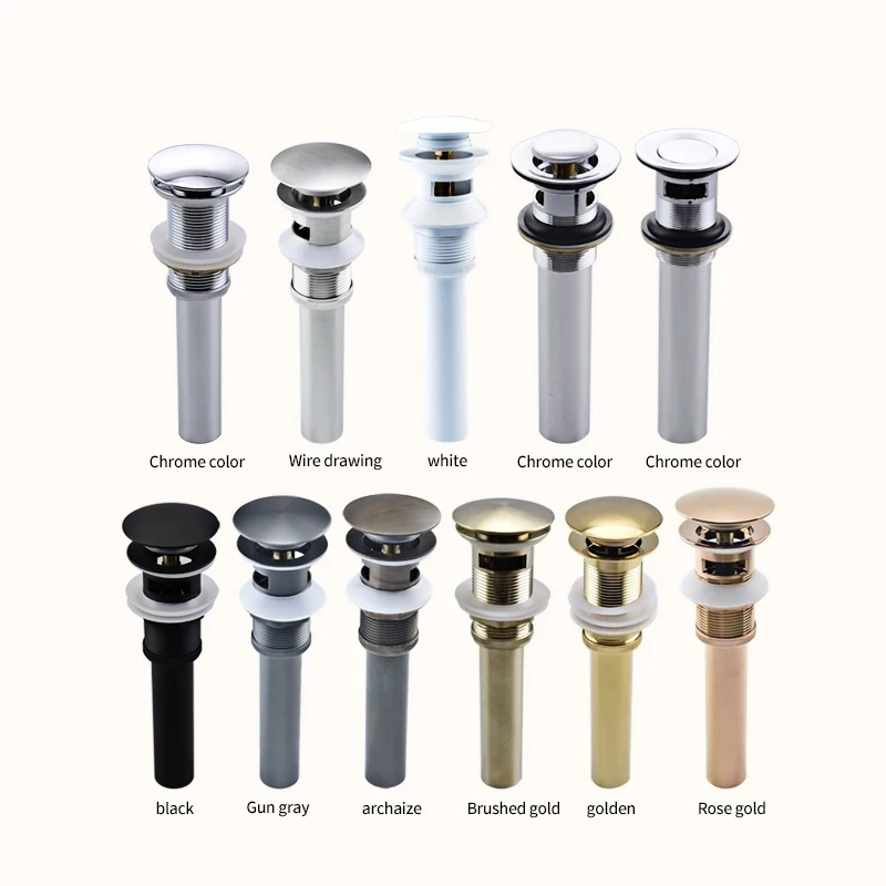 

Раковина для ванной комнаты, выдвижная сливная пробка, аксессуары для смесителей для ванной комнаты, латунь, матовый черный/хром/розовое золото/золотой