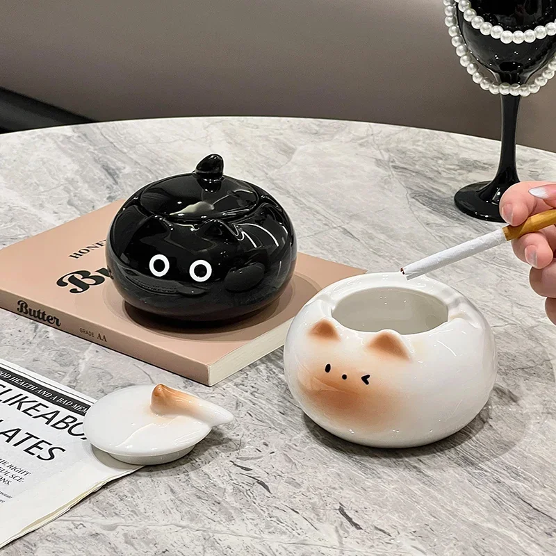 

Ceramic ashtray for Siamese cats - cute ashtray with a lid - ashtray for the living room - decorated ashtray made of ceramic