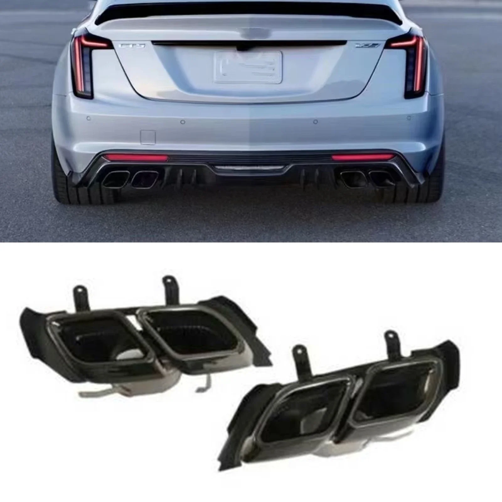 

New！ For Cadillac CT5 2020-2022 Stainless Steel Car Rear Exhaust Pipe Muffler Tip Black/Silver Replacement Kit