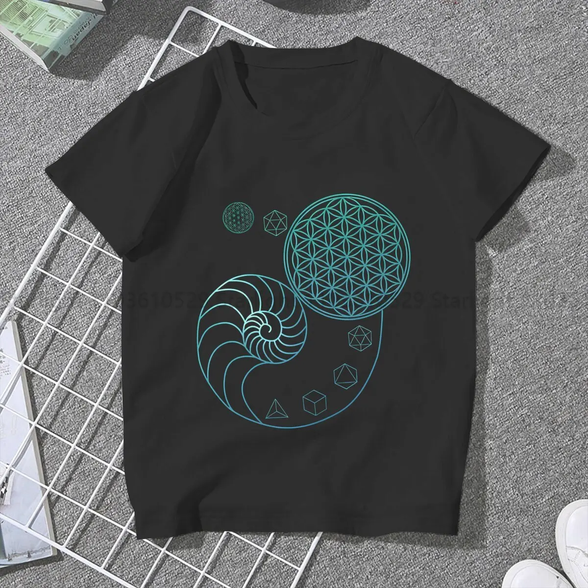 Sacred Geometry Spiral Of Creation TShirt For Girls Fibonacci Sequence Golden Ratio Y2k Tops Polyester T Shirt Soft Graphic