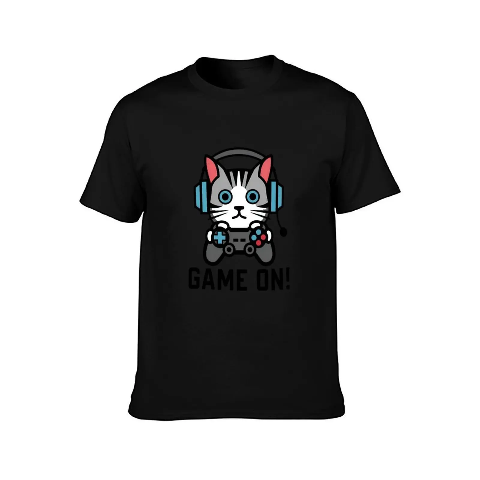 Game On! Feline Gamer ready to play T-Shirt Fashion Simple Casual Tee Shirt T-Shirt