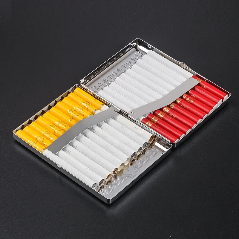 4 Type Metal Alloy Cigarette Case for 20 Cigarettes Storage Box Holder Smoking Tools Smoke Humidor Pattern Randomly Portable