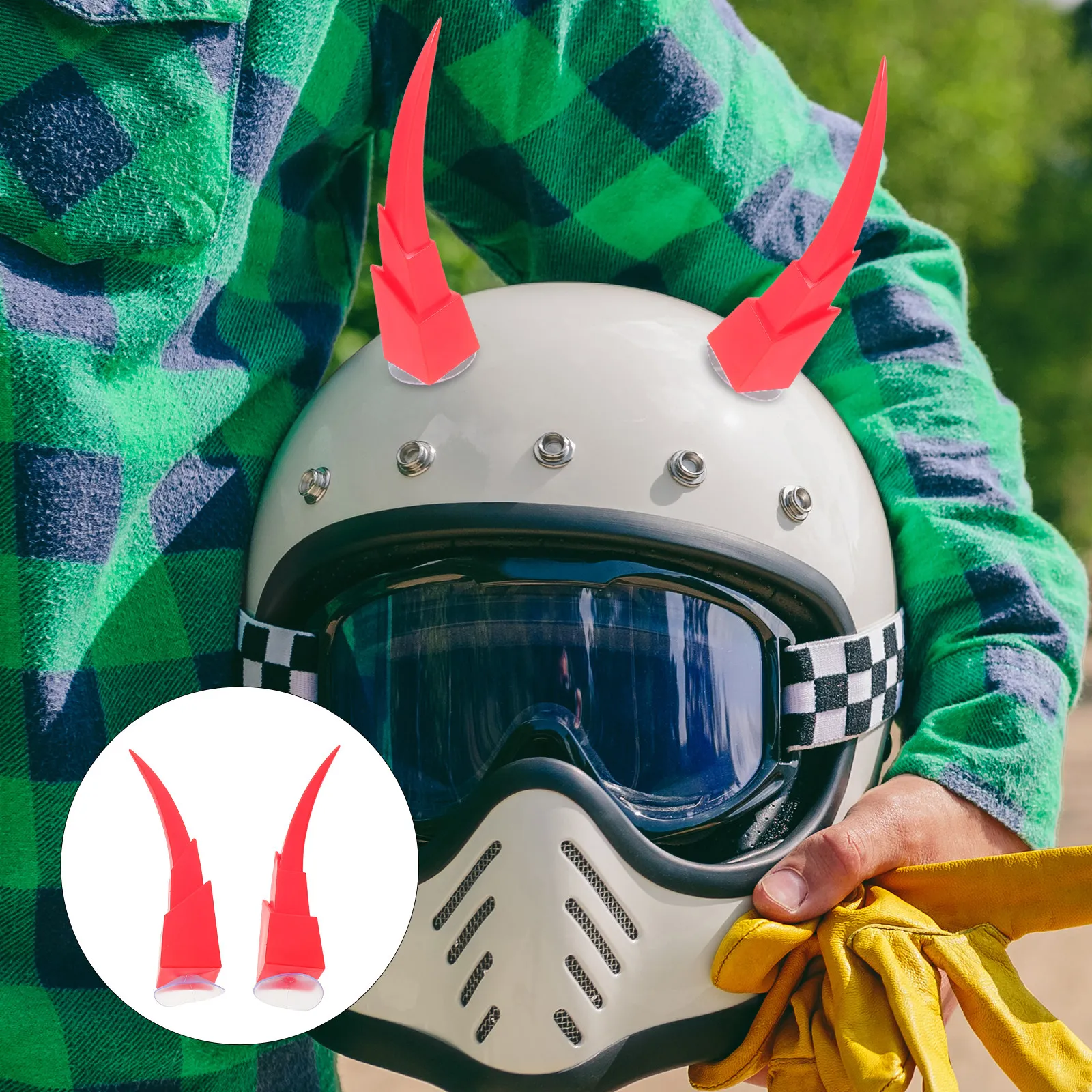 1Pair Motorcycle Devil Horns Red Decoration Suction Cup Removable Halloween Bike Accessories Cow Horn Hat