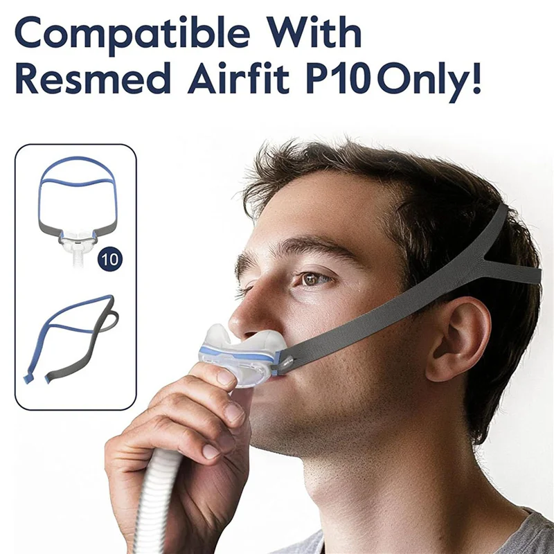 B05C-4-Pack Air Fit P10 Headgear Strap,CPAP Headgear Replacements For Airfit P10 Nasal Pillow Mask,With 12 Adjustment Clips