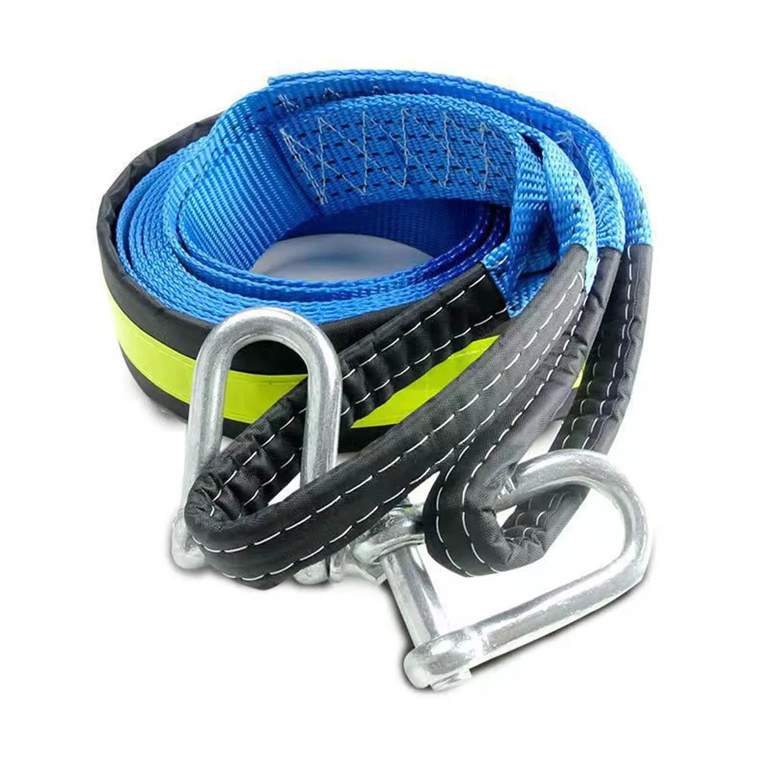 Car Towing Rope 5meters 8T Load Bearing Polyester Material Heavy Duty Tow Strap with Hooks for Emergency  Gloves