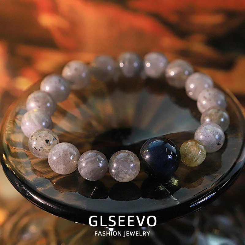 Blue Gold Tiger Eye Moonstone Bracelet New Handmade Stretch Bracelet Lucky Gift  GB1335