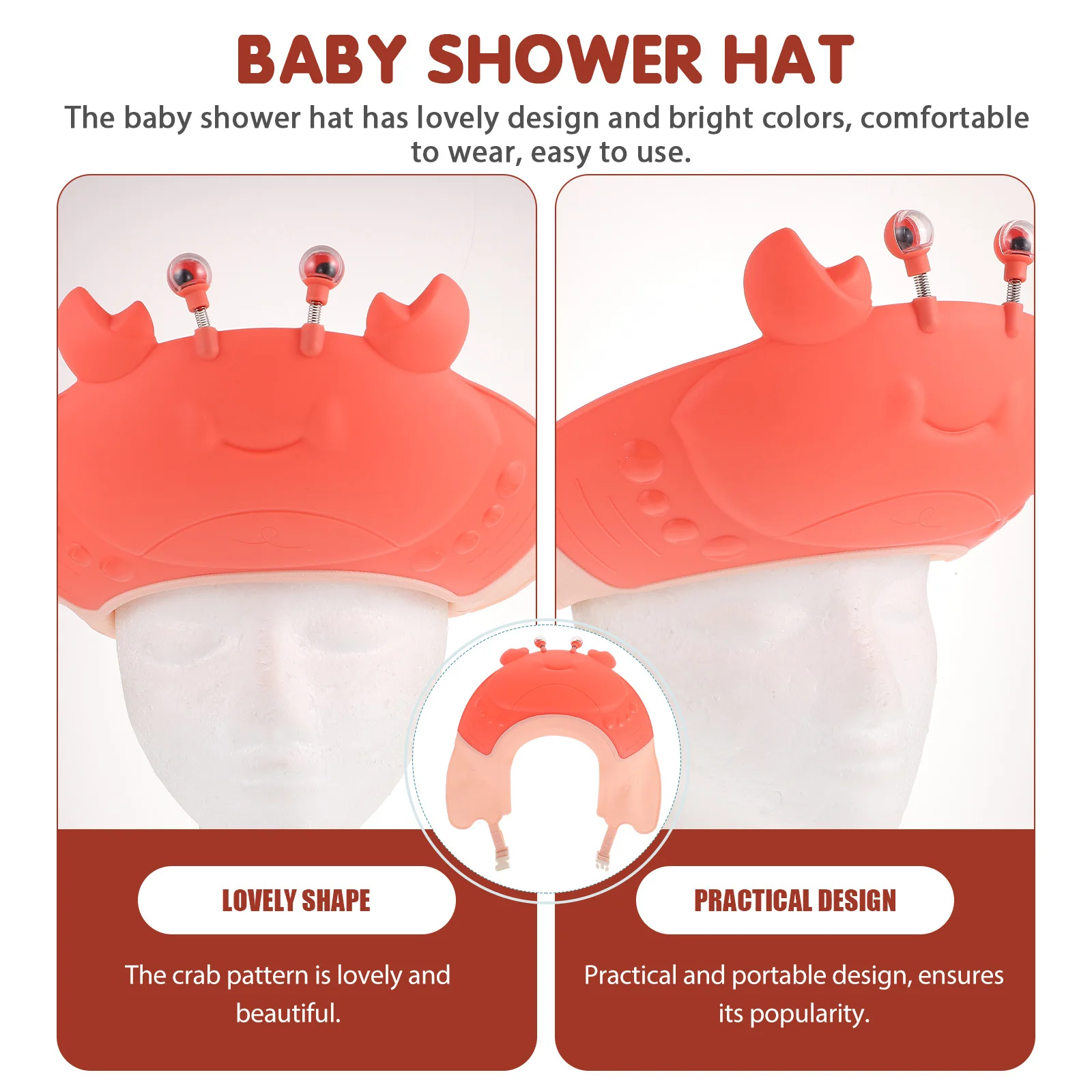 

Shampoo Cap Toddler Kids Protector Hat Hair Wash for Shower Crab-Shape Bath Caps Crab-design Supply Miss