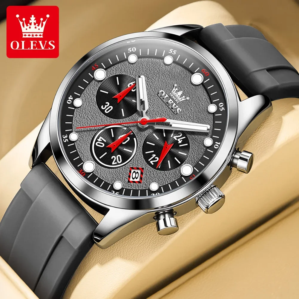 

OLEVS 5602 New Sport Chronograph Quartz Watch For Men Waterproof Silicone Strap Man Watches Top Brand Fashion Hand Clock 2024