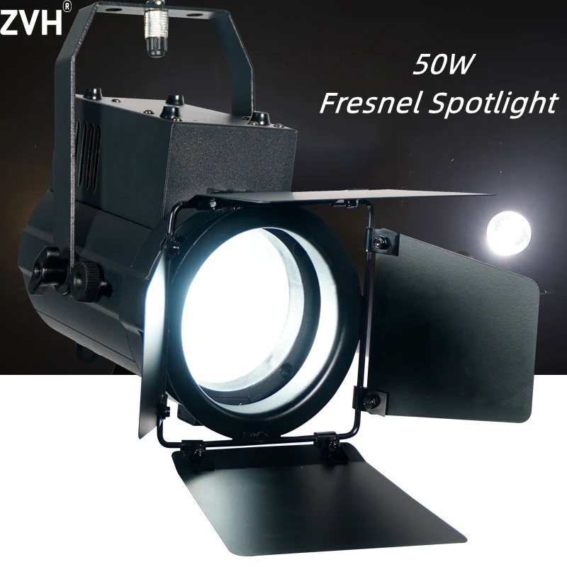 

Cool White 50W Portable Mini COB LED Fresnel Lights DMX Control 2IN1 Manual Knob Zoom Christmas Stage Show Lighting Projector