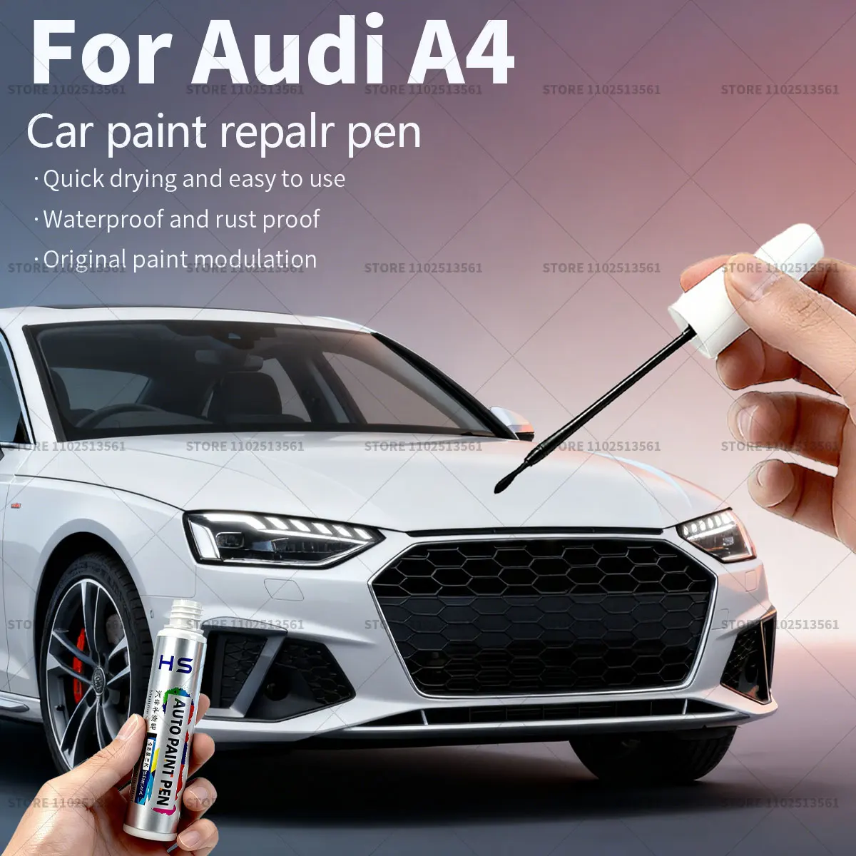 

Car Paint Repair Pen Touch Up Scratch Remover DIY Auto Accessories For Audi A4 White LY9C LS9R Green LX6M Gray LX7H LZ7S LX7R
