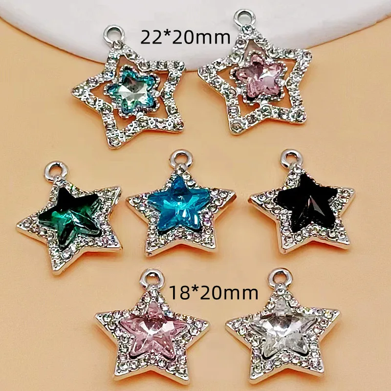 10 pezzi di fascino stella di cristallo placcato argento per gioielli che fanno risultati del braccialetto collana accessori fai da te