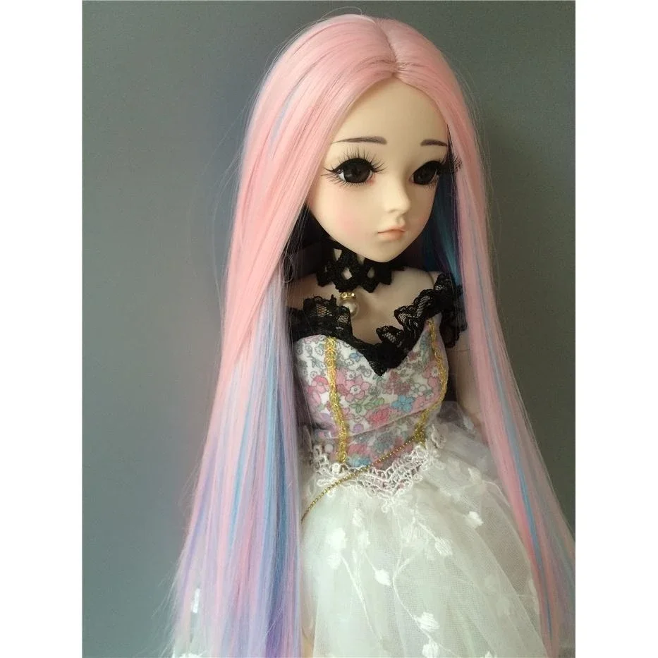 Parrucca da bambola per 1/3 1/4 1/6 1/8 bambola Bjd femmina o maschile divisa media capelli lunghi lisci accessori per bambole in stile anticono bambola