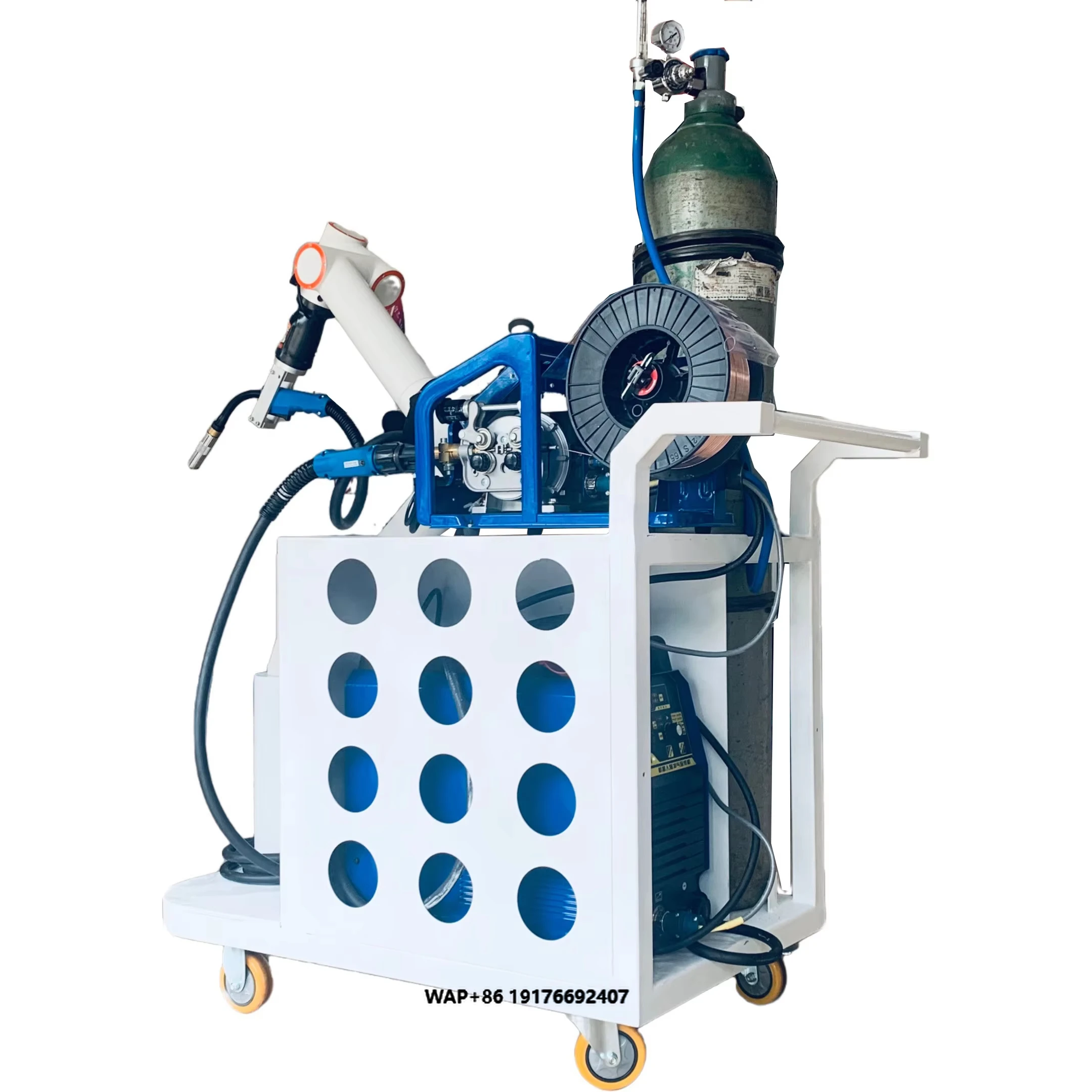 

Smart Wheeled Trolley Welding Robot Industrial Cobot Welding Arm with MIG Welder Machine for Fabrication Section Automation