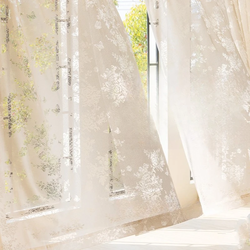 Butterfly yarn French curtain, romantic light-transmitting curtain, white yarn 6 new window screens
