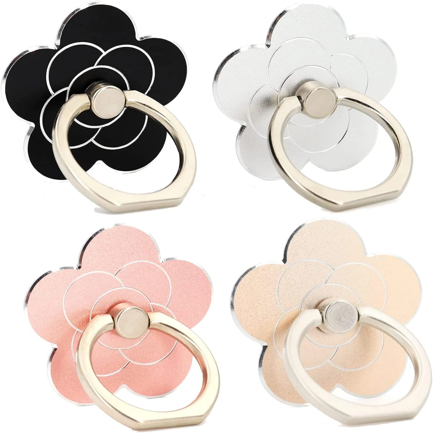 Cell Phone Ring Holder Flower,Fwaytech  Rotate Metal Finger Ring Socket  Kickstand for Smartphones,4Pack (Flower4)