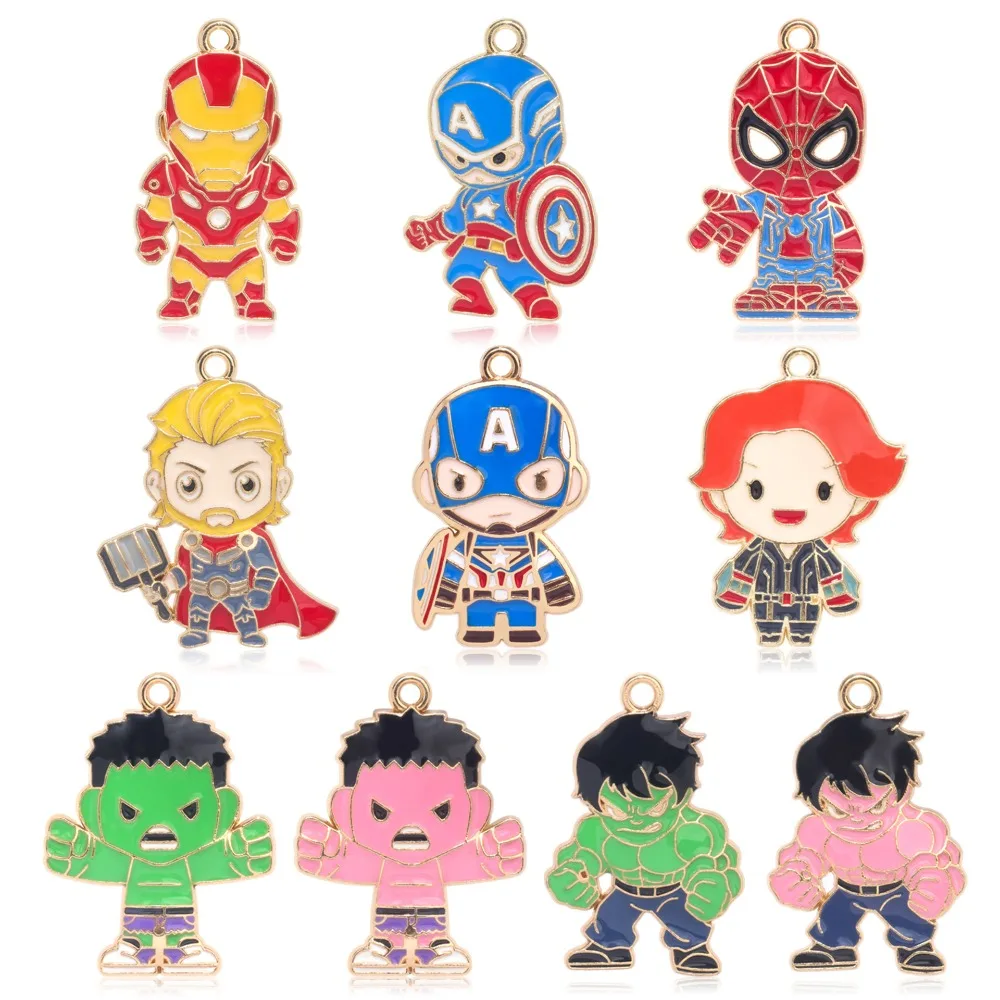 

10pcs Cartoon Anime Spider Man Charm Jewelry Accessories Enamel Necklace Earring Pendant DIY Supplies Alloy Metal Kids Gifts