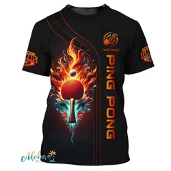 Full Print Ping Pong Tshirts For Men Summer Short Sleeve Crew Neck Table Tennis Tshirts Clothes Mens Plus Size Tee Shirts Tops