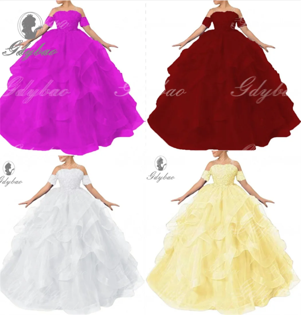 Hot Pink Flower Girl Dress Tulle First Communion Birthday Ball Kids Princess Costume Formal Dress Event