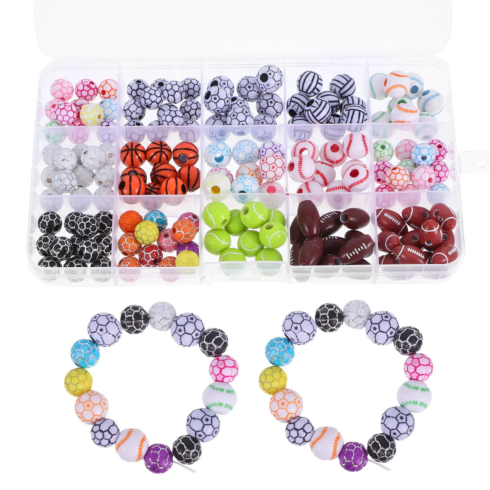 1Set Lightweight Acrylic Sports Beads Football Basketball Rugby Focal Charms for Jewelry Making Bracelets Necklaces DIY