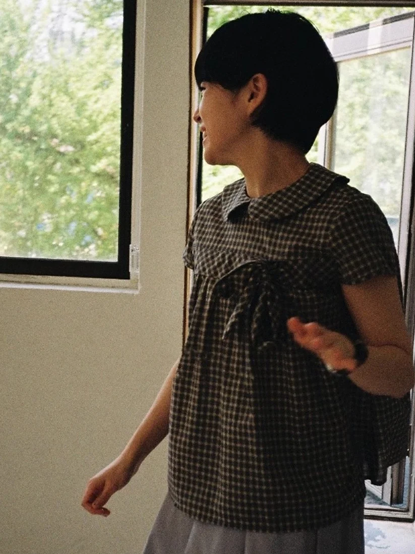 Coréen Sle été ort Sve irt femmes Faionable Vintage noeud poupée col irt bulle Sve tenue décontracté