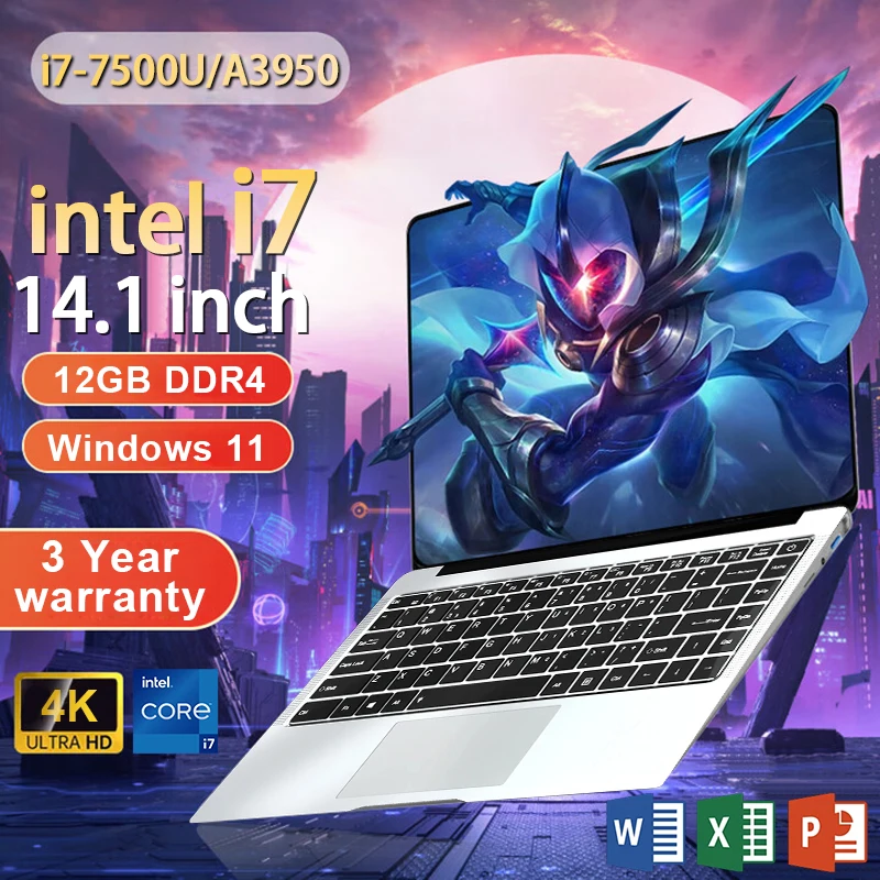 

2025 Офисный ноутбук Windows 11 Intel Core i7-7500U/intel Atom x7 A3950 14,1-дюймовый ноутбук 1920*1080P 12 ГБ ОЗУ 1/2 ТБ SSD