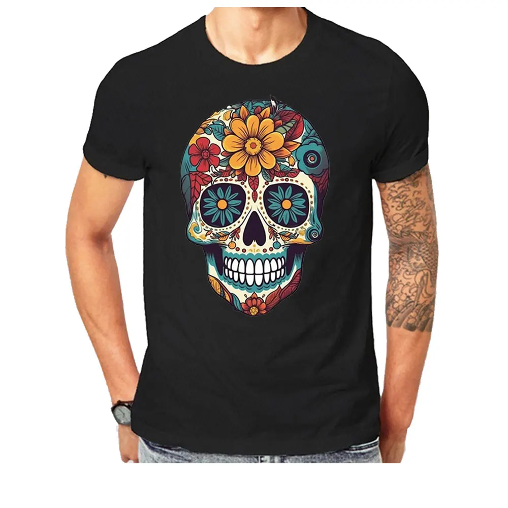 Mexican Skull Iron On Transfer For Clothing 3D Patches Iron On Sticker Europe Thermal Heat Transfer For Diy Woman Clothes Decor