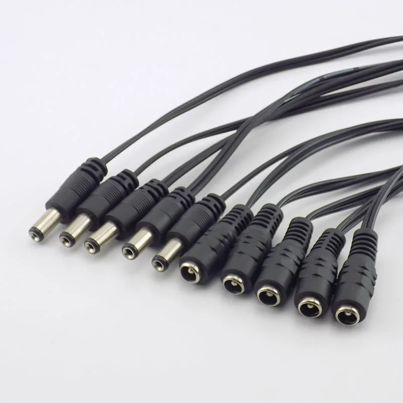 5 buah 12V DC kabel daya Adaptor steker betina pria Adaptor konektor untuk kamera CCTV sistem keamanan 5.5*2.1mm