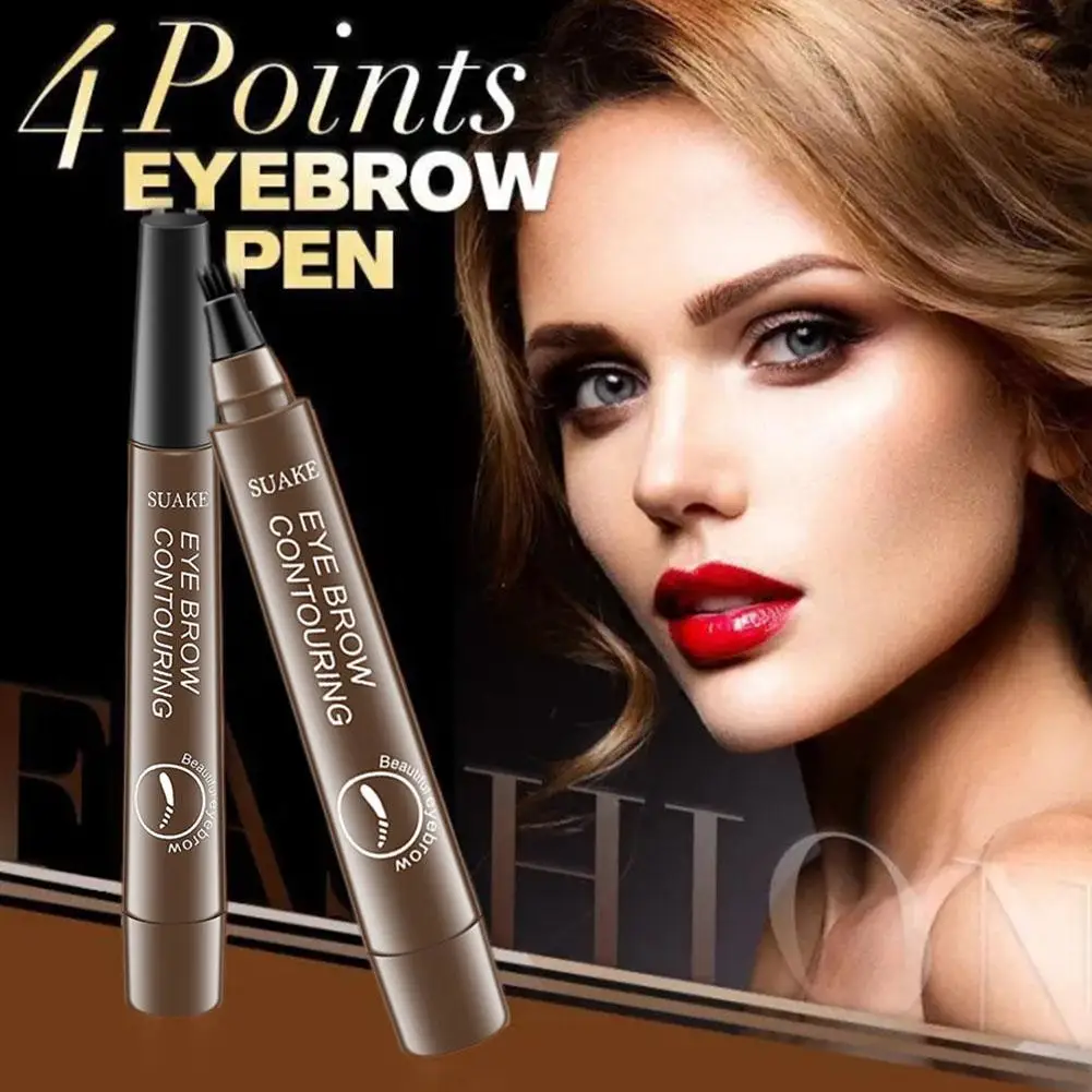 5 Colors Eyebrow Pen Waterproof 4 Fork Tip Eyebrow Pen Eyebrow Tattoo Waterproof Liquid Black Eye Brow Pencil Natual Brow Makeup