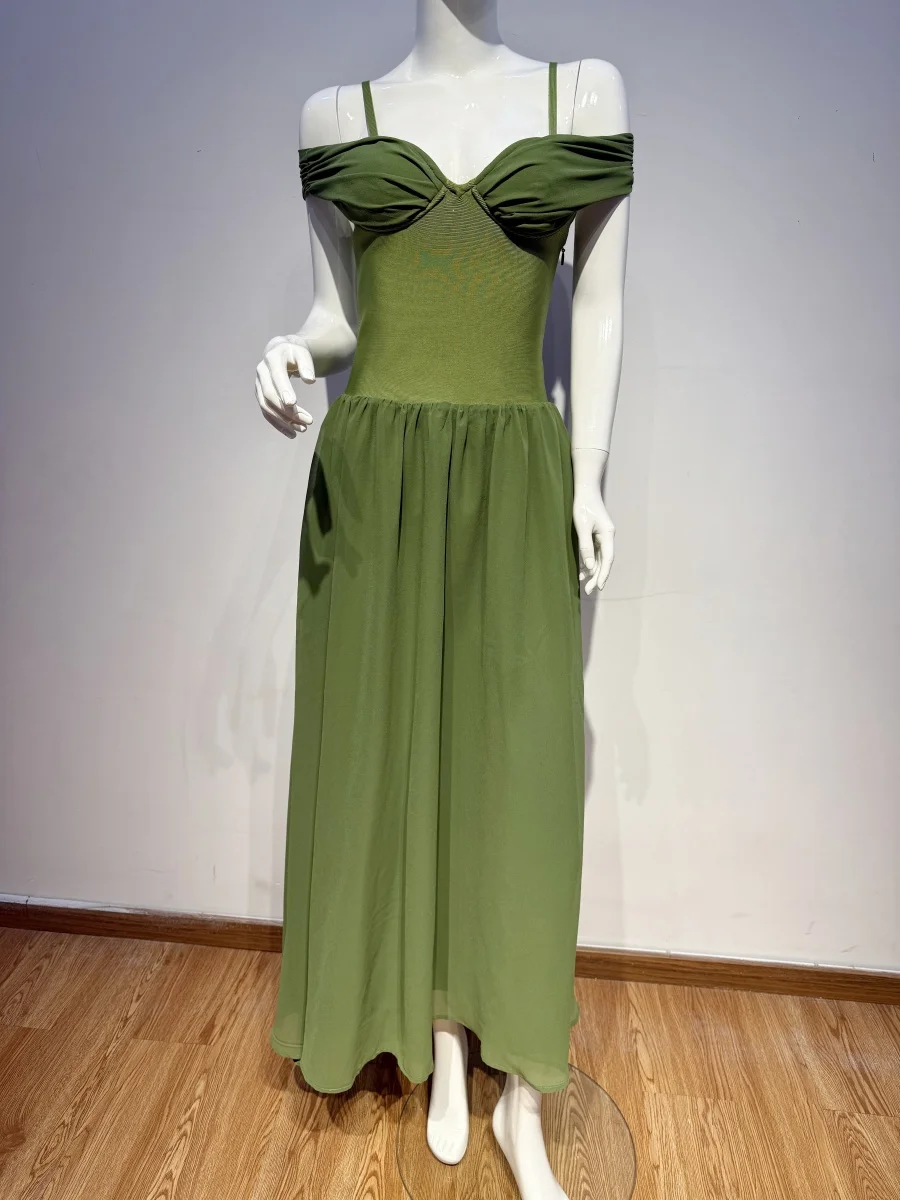 Vestido de aniversário de luxo feminino verde dupla camada tornozelo comprimento macio e confortável vestidos de festa de rua saindo vestido de formatura