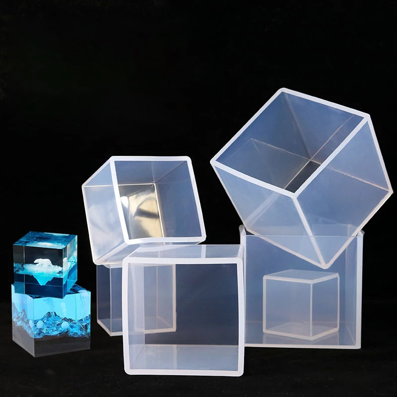 3 Size Clear Pyramid Resin Mold DIY Epoxy Resin Mold Home Office Decorative Pyramid UV Cyrstal Square Cube Clear Silicone Mold
