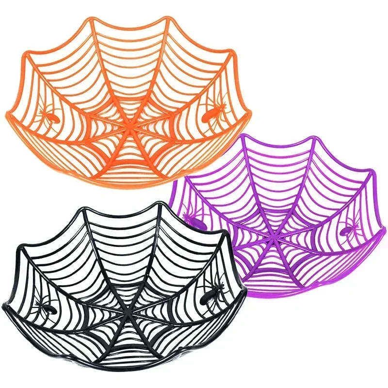 Halloween Black Spider Web Bowl Fruit Plate Candy Biscuit Basket Trick or Treat Halloween Party Decoration Supplies Kids Gift