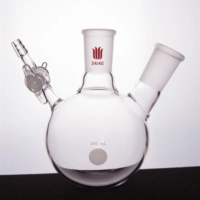 

SYNTHWARE Two-necked reaction bottle, FLASK, REACTION, 2-NECK, With 2mm aperture glass valve, Borosilicate glass, F16