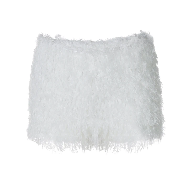 Leuke witte mini-jurk 2-delige bal pluizige tule galajurken met veren fotoshootjurk dames formele outfitsets