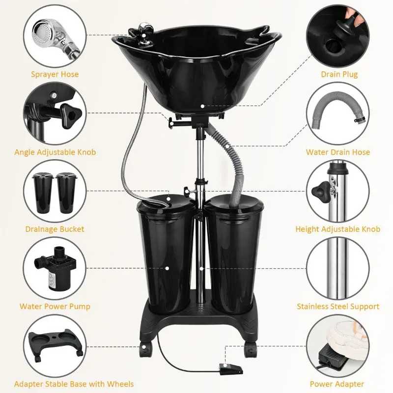 Furniture wholesale cheap portable shampoo backwash mobile sink base bowl basin two bedroom mall hotel