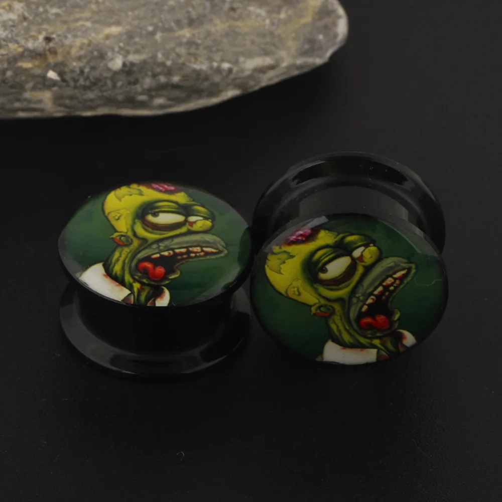 1pc Green Zombie Ear Plugs for Women Punk Black Gold Color Stainless Steel 6-16mm Ear Expanders Piercing Earrings Body Jewelry