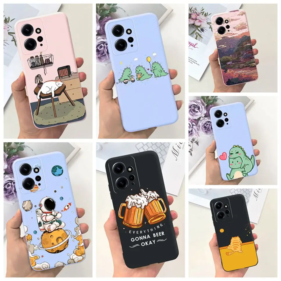 For Xiaomi Redmi Note 12 4G Case Cute Cartoon Dinosaur Soft Silicone Cover For Redmi Note12 NOTE 12 4G 6.67