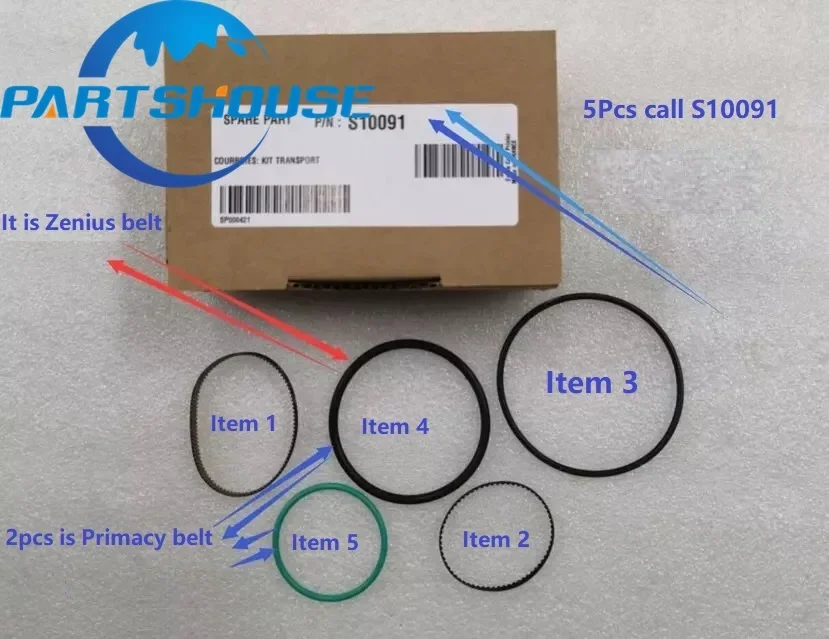 New Transport Belt Kit For Evolis Zenius S10091 Belts Transport Kit Belt O-Ring Drive Belt Ribbon S100091
