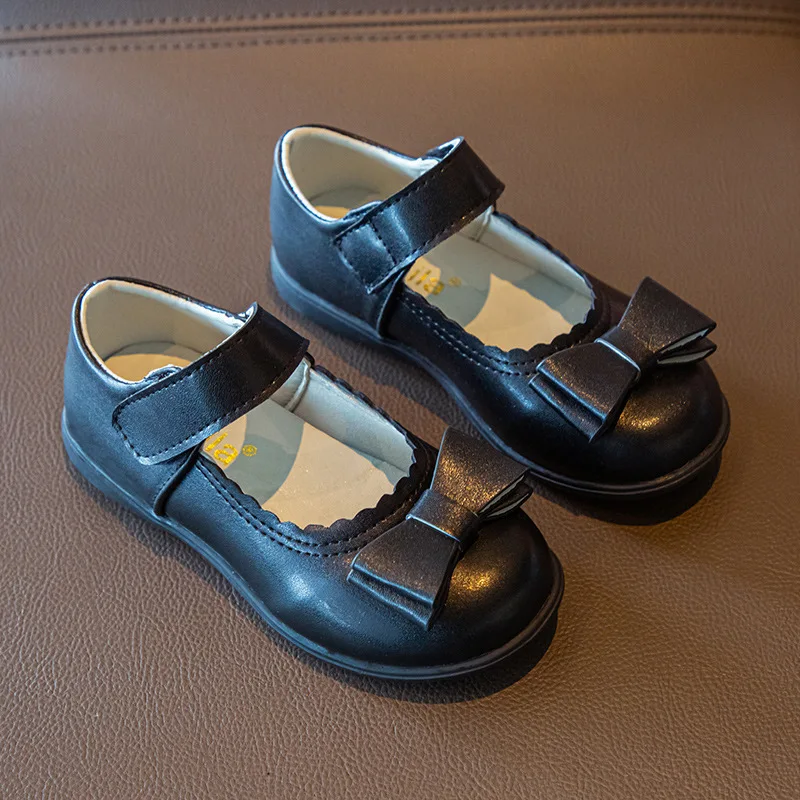 Fashion Girl Leather Shoe2025Autumn New Collection Child Princess Shoe Girl Soft Soled Comforta Bow Shoe Girls Performance Shoes