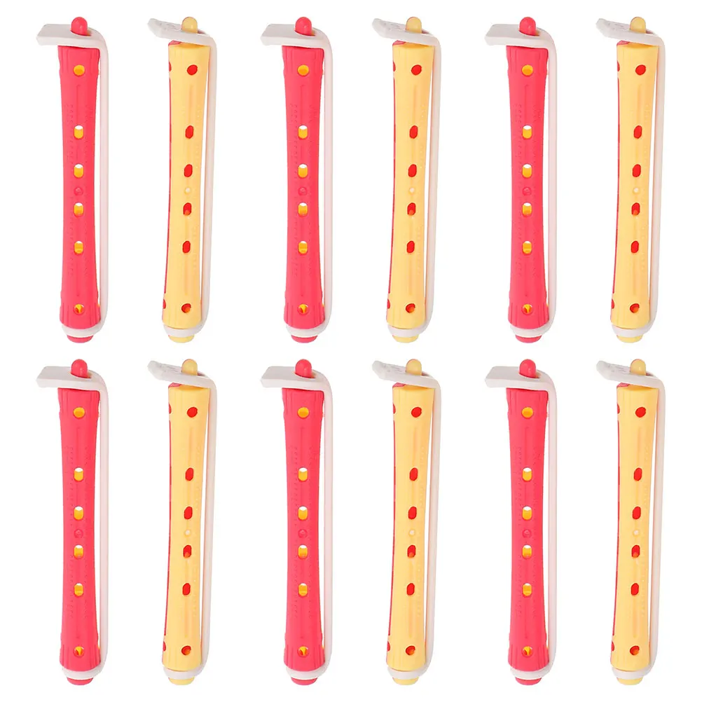 

24 Pcs Perm Bar Hair Curlers Rod Rollers for Women Curling Plastic Tools Flexible Rods Portable