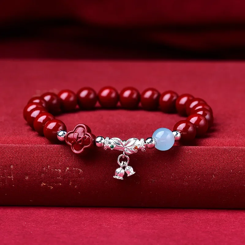 Red Cinnabar Lotus Bracelet Genuine Natural Stone Women Bangle Trendy Fashion Jewelry Gift Energy Healing Beads Accessory Hot