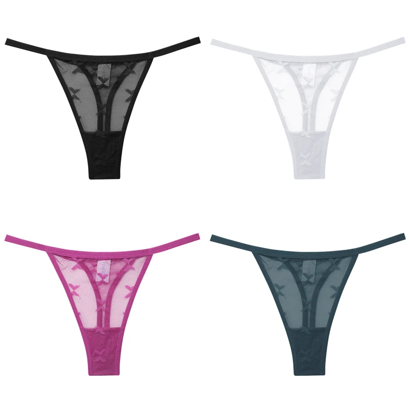Finetoo 4 teile/satz Spitze Tangas sexy niedrige Taille Bikini Höschen S-XL Spitze G-String Unterhose bequeme T-Back Unterwäsche Dessous