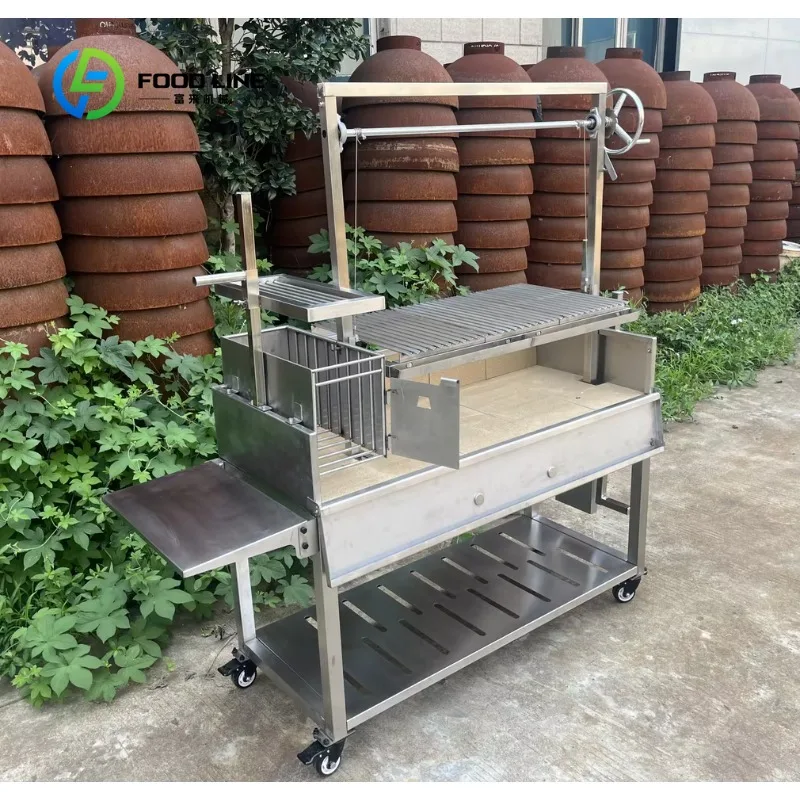 customized santa maria bbq cart parrilla asado grill 304 stainless steel multi station for restaurant backyard banquets